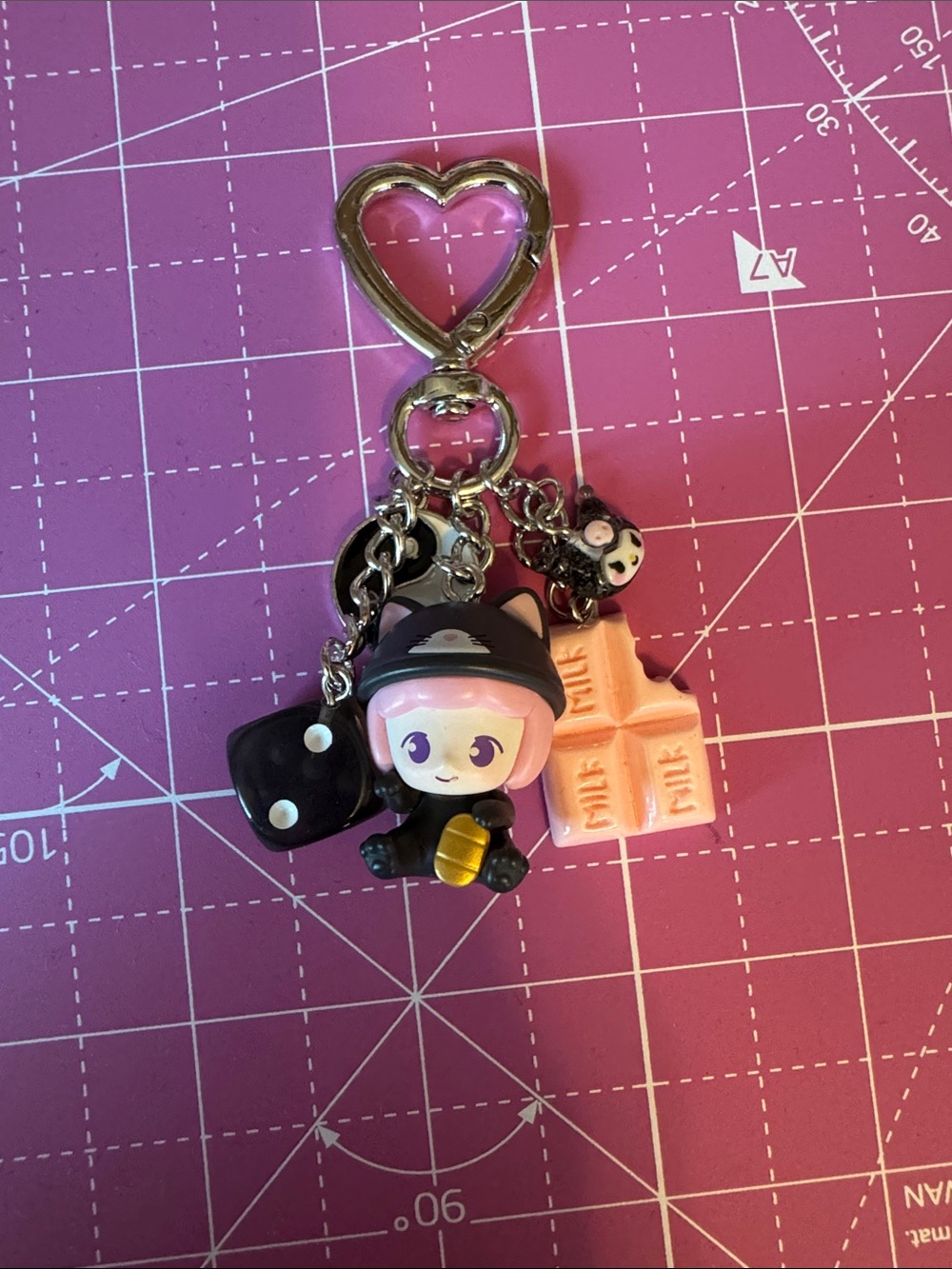 Just a girl Character Keychain Charm - Heart Clip